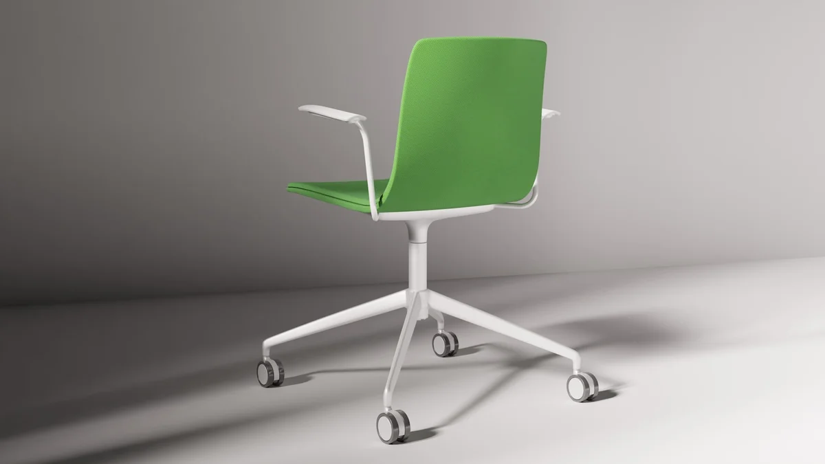 A modern office chair is featured in green. Ilustração editorial secção 1 sobre melhores cadeiras de escritorio no