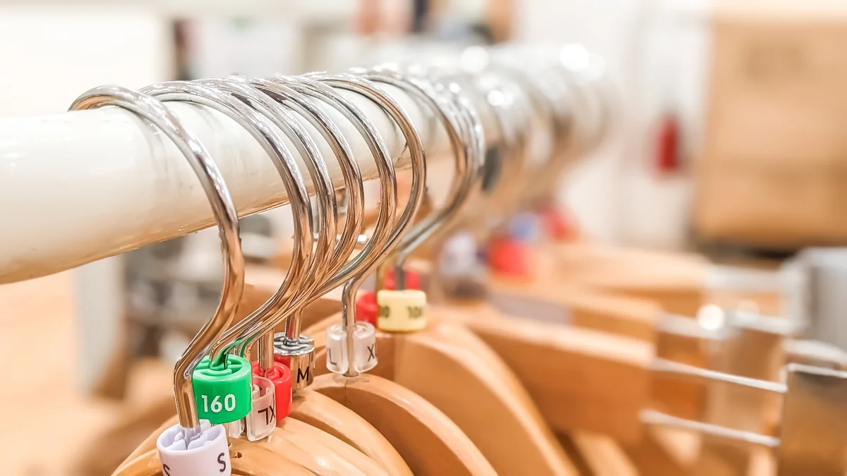 a close up of a row of wooden chairs Ilustração editorial secção 1 sobre qual melhor cabide para roupas no formato