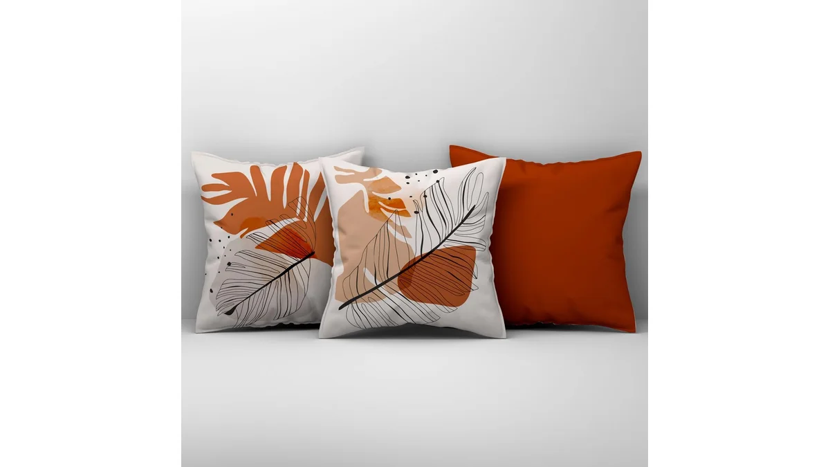 Fotografia do kit trio de almofadas em veludo suede 45×45 cm, em 16:9 para comparação.