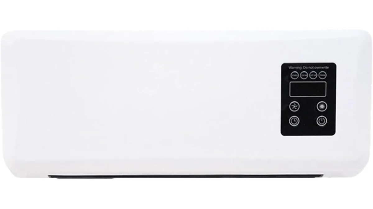 Fotografia do aquecedor de parede econômico para ambientes pequenos, em 16:9 para comparação.