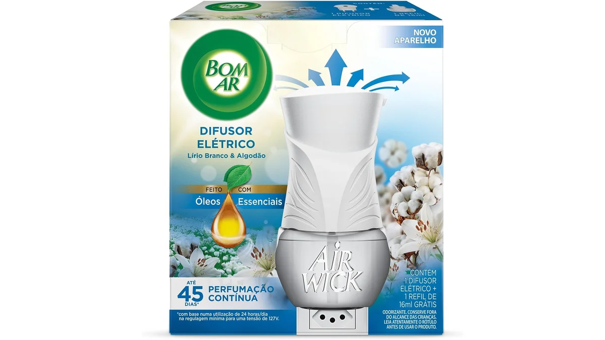 Fotografia do artigo Bom Ar Difusor Elétrico Lirio Branco e Algodão Aparelho + Refil 16ml em formato paisagem para comparação