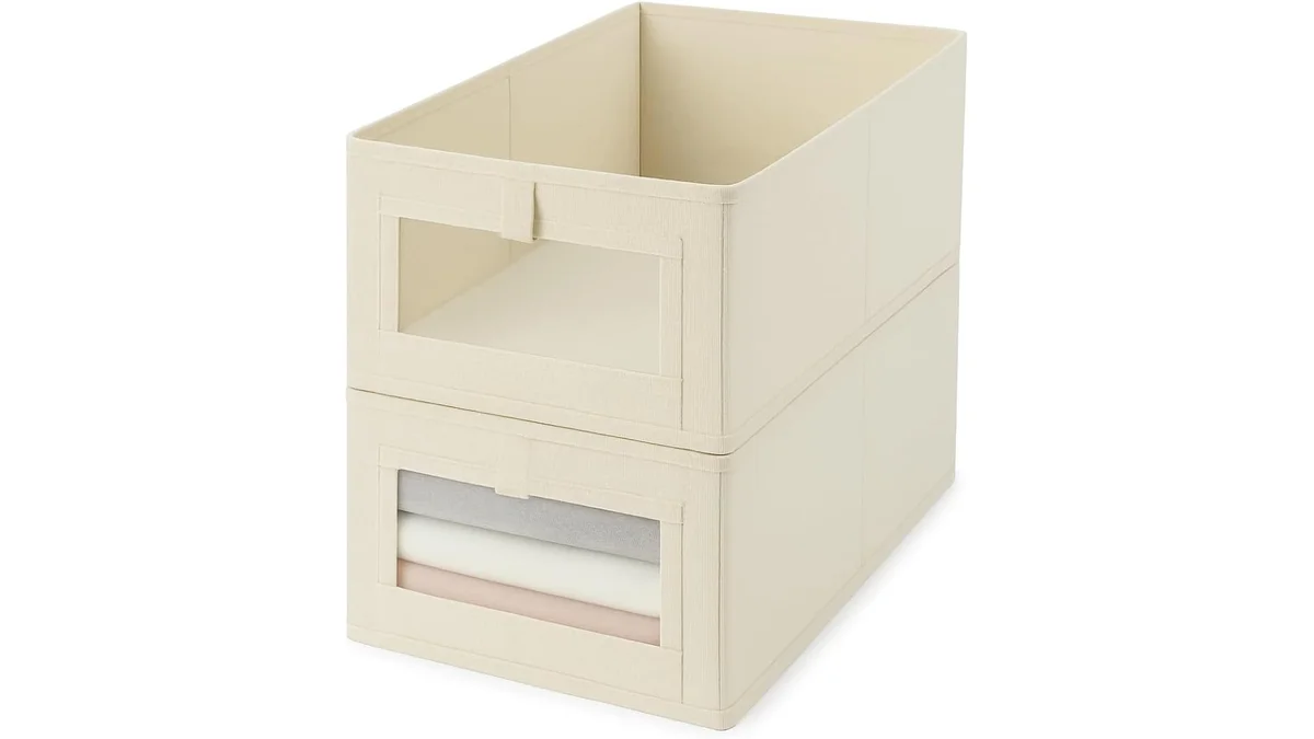 Fotografia do artigo Caixa Organizadora 18L Dobrável com Visor Transparente | Cesto Multiuso para Closet, Armário, Lavanderia e Quarto (2) em formato paisagem para comparação