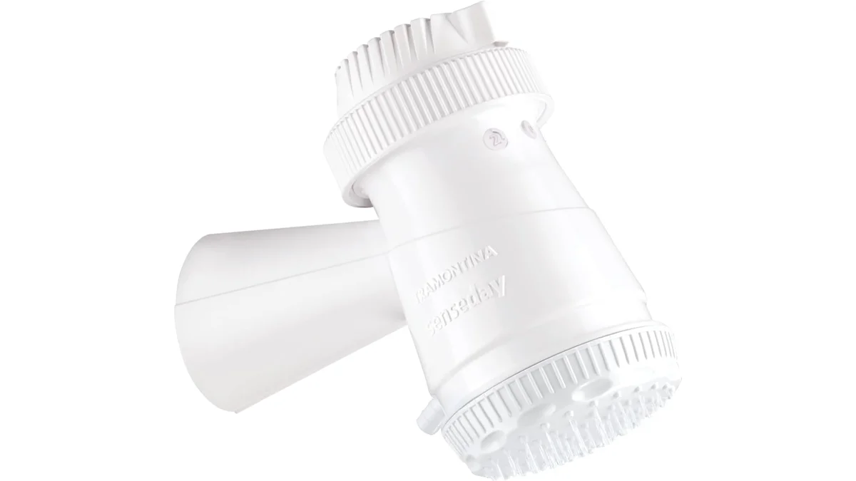 Fotografia do chuveiro Tramontina Ducha Elétrica 3 Temperaturas 5500 W 220 V Chuveiro Branco em 16:9 para comparação