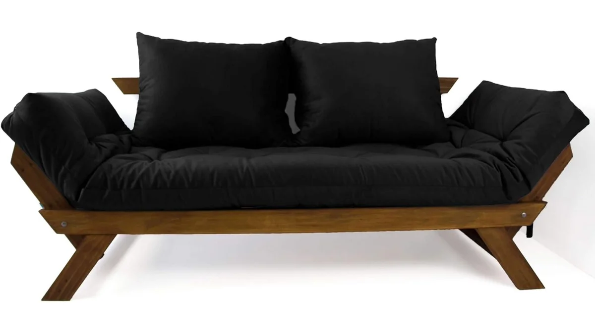 Fotografia do sofa Sofá Japão Futon Acquablock Preto Madeira Cor Imbuia em formato paisagem 16 por 9 para comparação