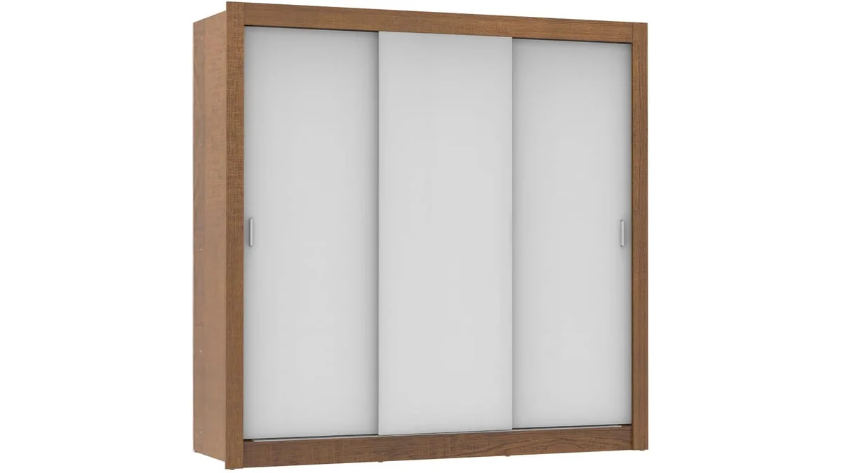 Fotografia do artigo Guarda Roupa Casal Madesa Mônaco 3 Portas de Correr - Rustic/Branco em 16:9 para comparação
