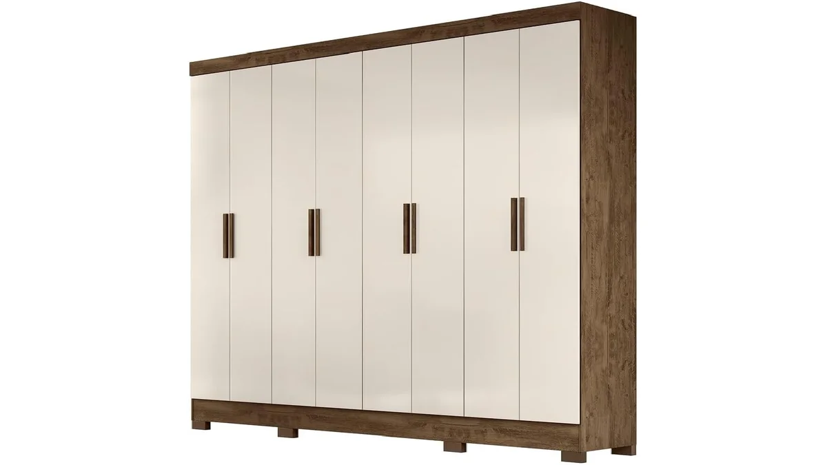 Fotografia do artigo Guarda Roupas Casal 8 Portas 4 Gavetas Diplomata Castanho/Baunilha Moval em 16:9 para comparação