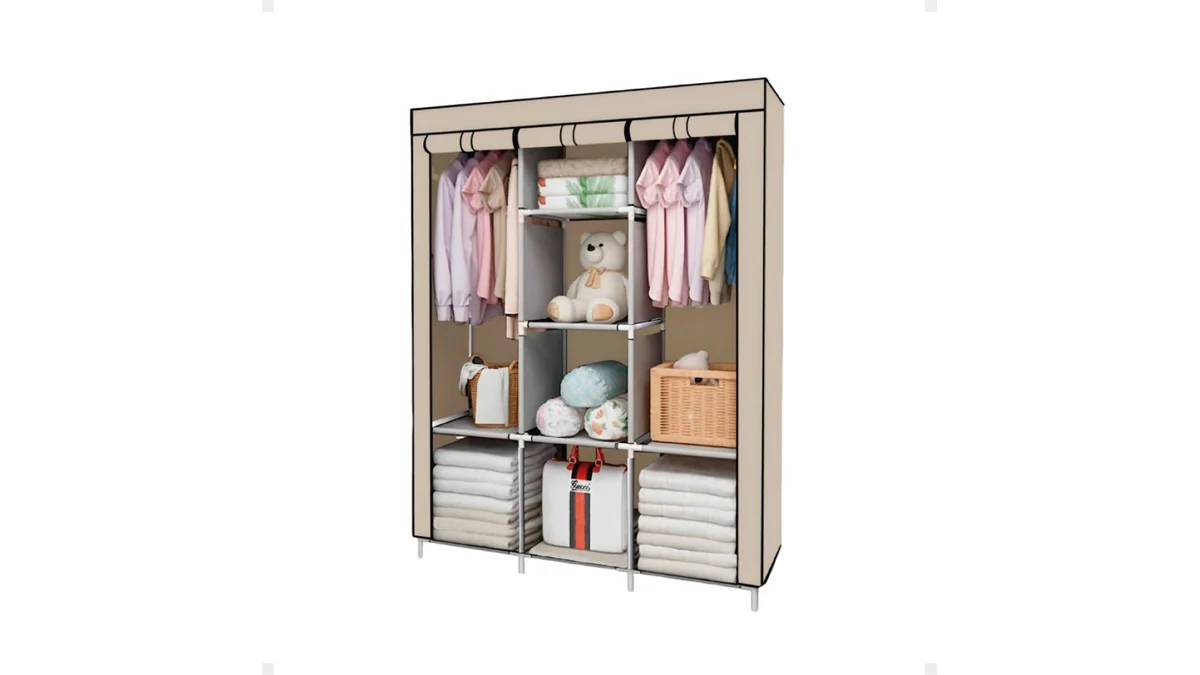 Fotografia do artigo Guarda Roupa Plus Dobrável Armário Closet Organizador De Roupas (Bege) em formato paisagem para comparação