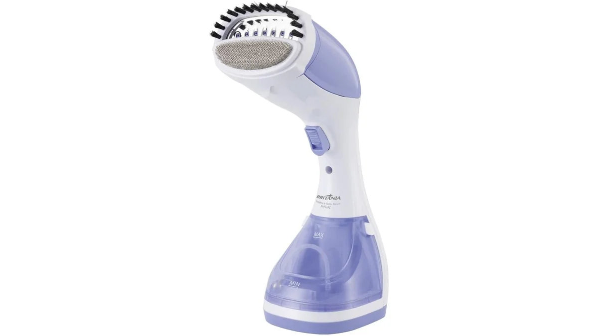Fotografia do artigo Passadeira A Vapor Portátil BVP02L 127V, branco com roxo em 16:9 para comparação