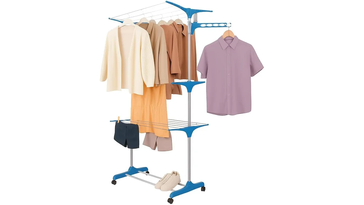 Fotografia do artigo Varal de Chão Dobrável para Secagem Rápida de Roupas - Grande Capacidade em 16:9 para comparação