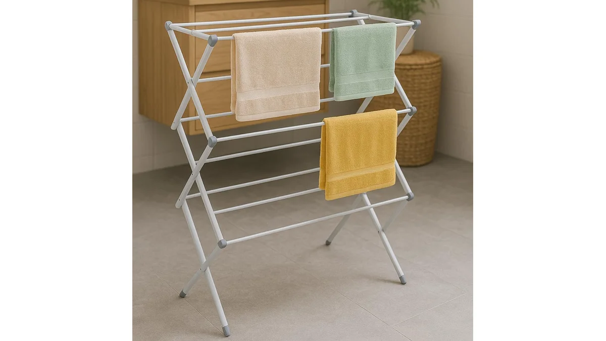 Fotografia do artigo Varal Vertical De Chão Retrátil Dobrável 3 Andares Reforçado Base em 16:9 para comparação