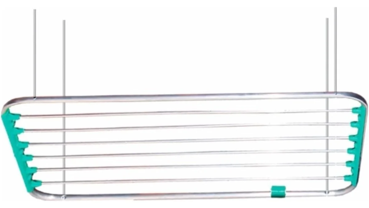 Fotografia do varal de teto em alumínio 100 cm, à prova de ferrugem, em 16:9 para comparação.