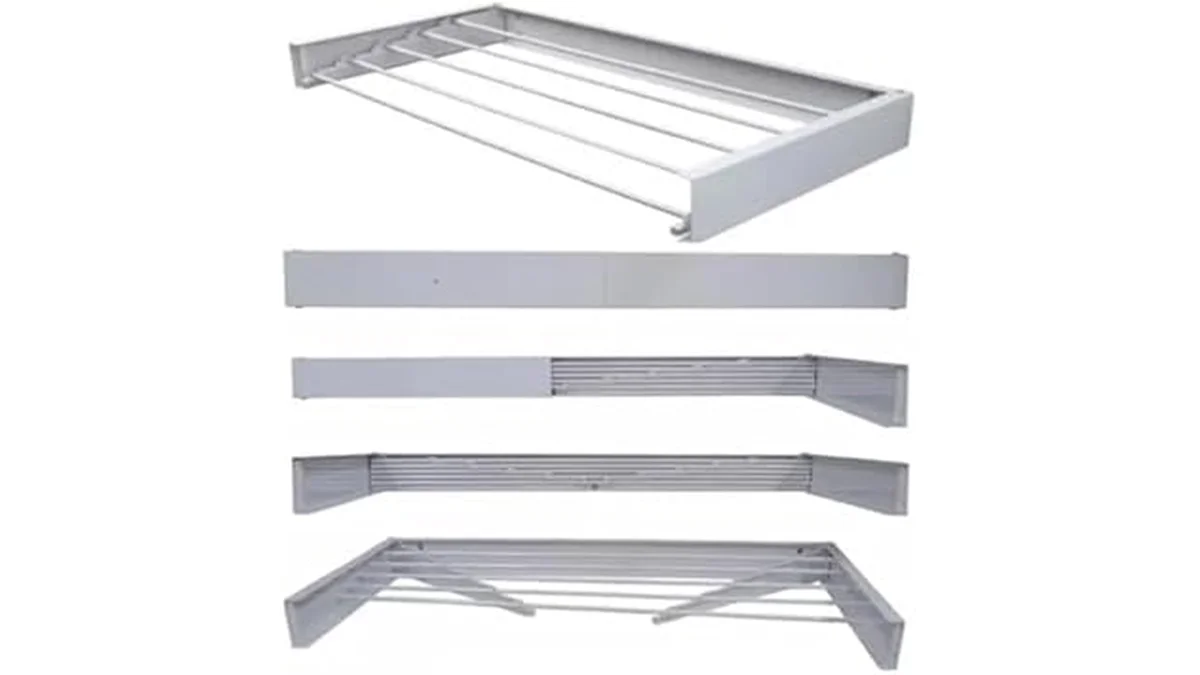 Fotografia do artigo Varal De Parede Retratil Secreto Magico 100cm Com 6 Varetas em 16:9 para comparação