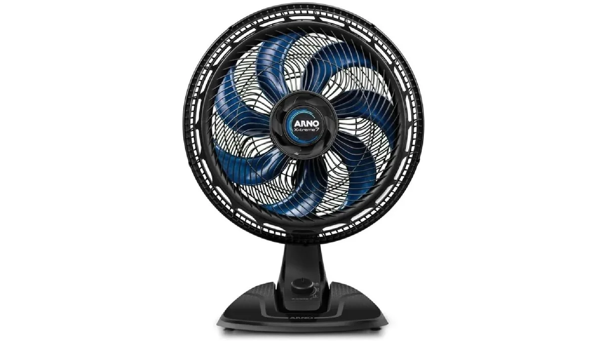 Fotografia do artigo Ventilador de Mesa Arno X-TREME 7 40cm VE70, 150W, 7 Pás, 3 Velocidades, Oscilação 80º, Power Zone, Modo Sono Tranquilo, 110V em formato paisagem 16 por 9 para comparação
