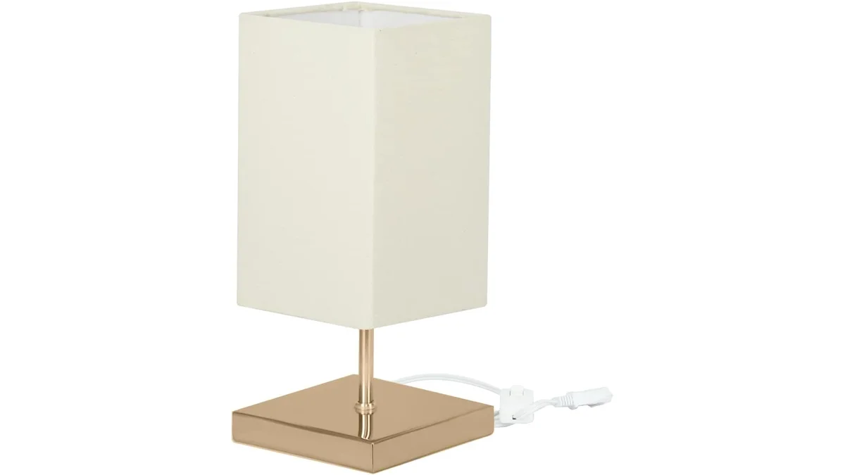 Fotografia do artigo Abajur Eros Quad Bege Base Quadrada New Cobre em 16:9 para comparação