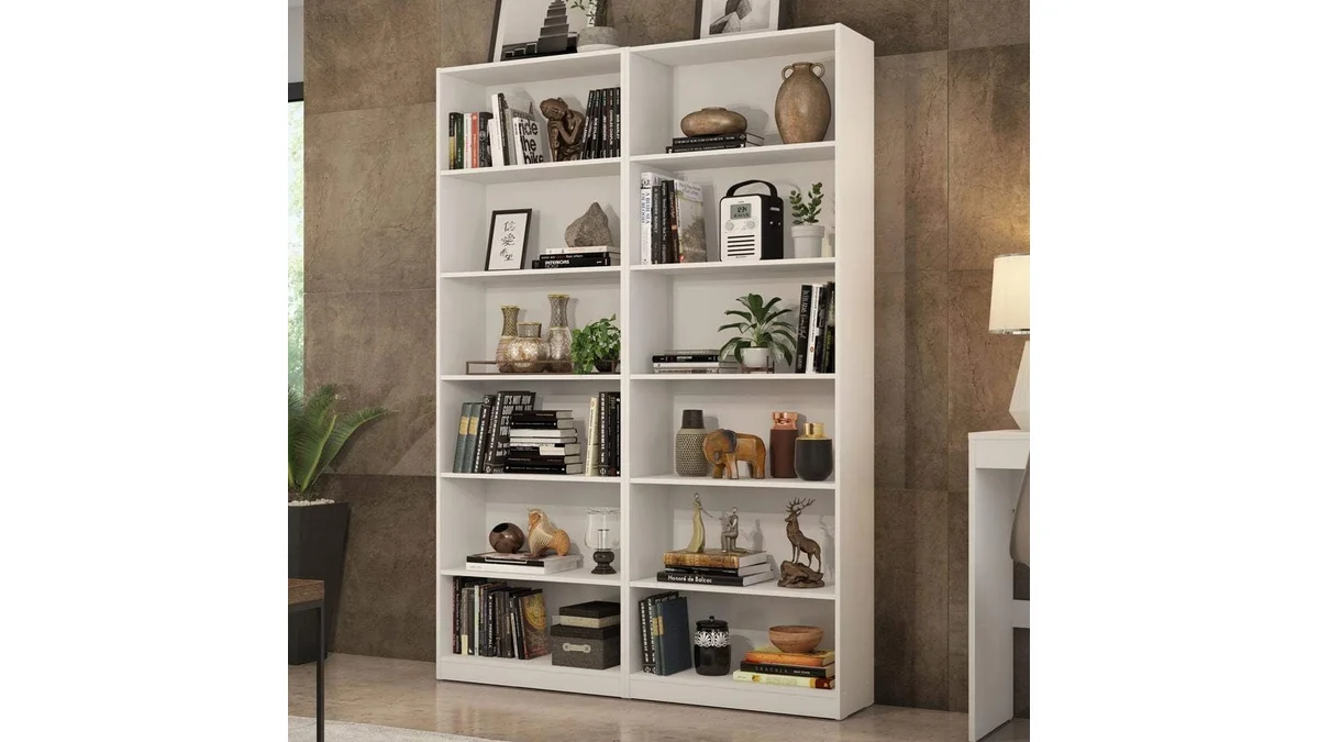 Fotografia do artigo Kit Madesa com 2 Estantes Livreiro 6908 - Branco em 16:9 para comparação