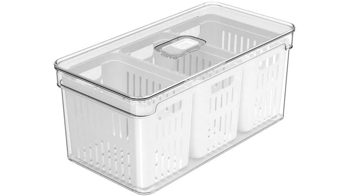 Fotografia do artigo Ou Organizador de Geladeira com Cesto Triplo 5L Linha Clear Fresh em formato paisagem para comparação