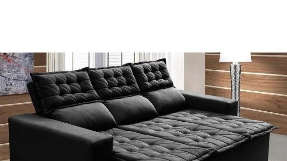 Imagem do sofa Sofá 3 Lugares Retrátil e Reclinável Cama Inbox Slim 2,00 m Velusoft Preto no formato paisagem para