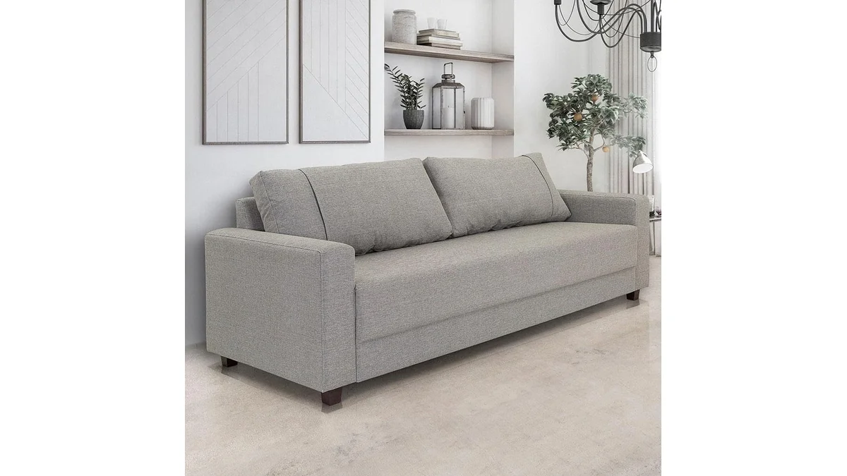 Fotografia do sofa Sofá 3 Lugares Herval Clean Linho Cinza, 200 cm em formato paisagem 16 por 9 para comparação