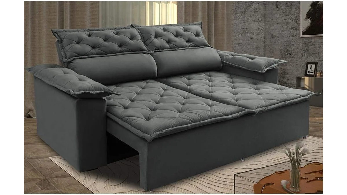 Fotografia do sofa Sofá Retrátil e Reclinável Cama Inbox Compact 1,50m Tecido Suede Velus em formato paisagem 16 por 9 para comparação.