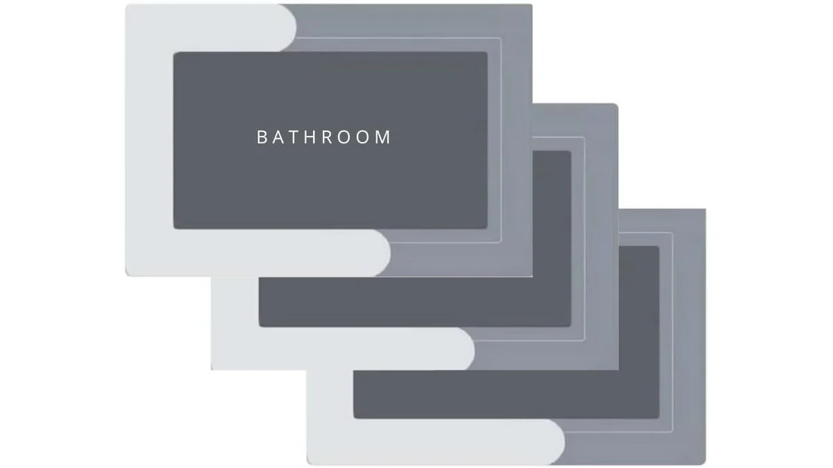 Fotografia do tapete Tapete Mágico Antiderrapante para Banheiro Kit com 3 Unidades Absorvente em 16:9 para comparação