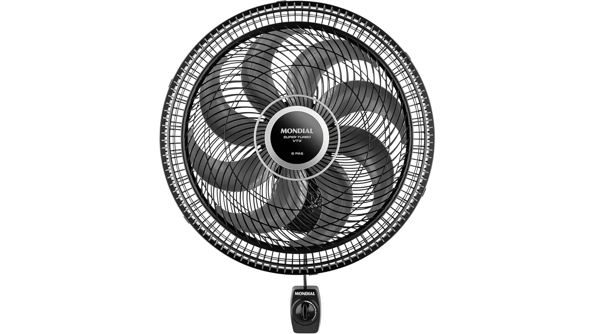 Fotografia do artigo MONDIAL Ventilador de Parede 40cm Super Turbo 8 Pás, Preto/Prata, 140W, 220V - VTX-40P-8P em formato paisagem 16 por 9 para comparação