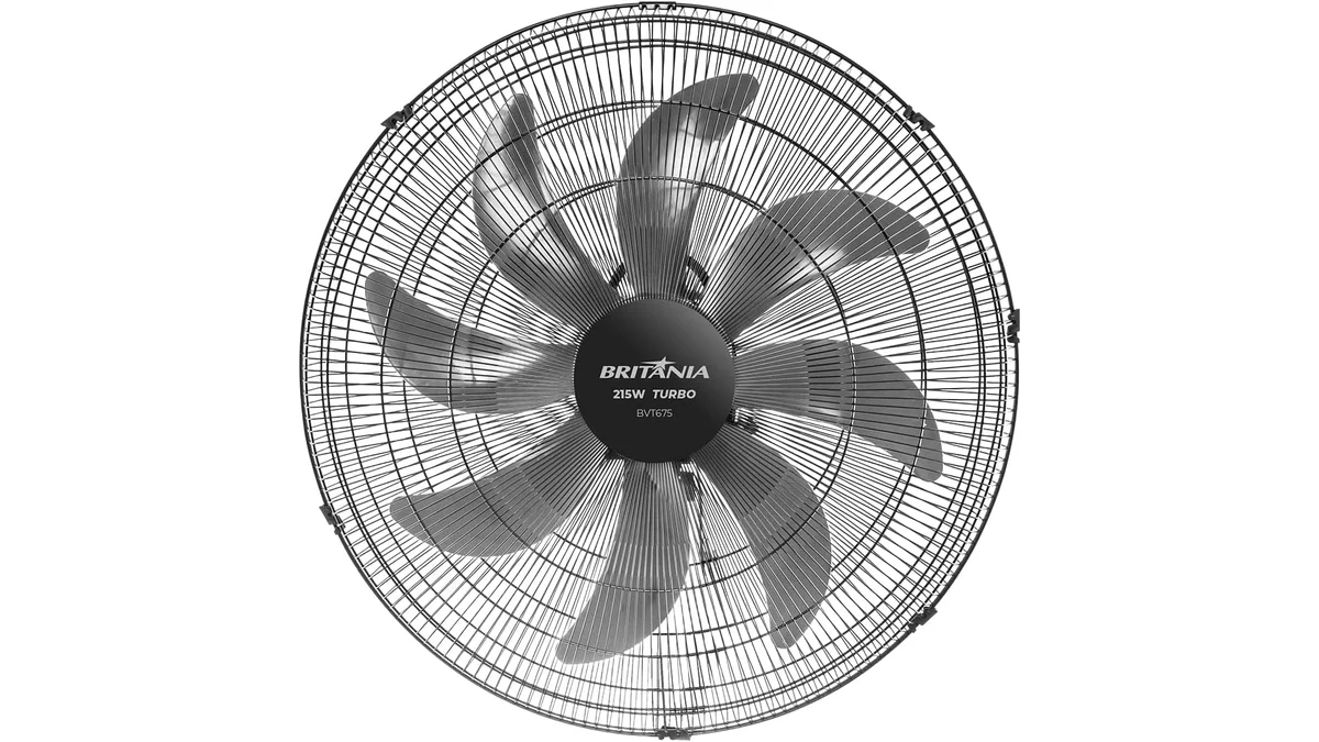 Fotografia do artigo Ventilador de parede Britânia BVT675 Tecnologia Max Force 215W 127V em formato paisagem 16 por 9 para comparação