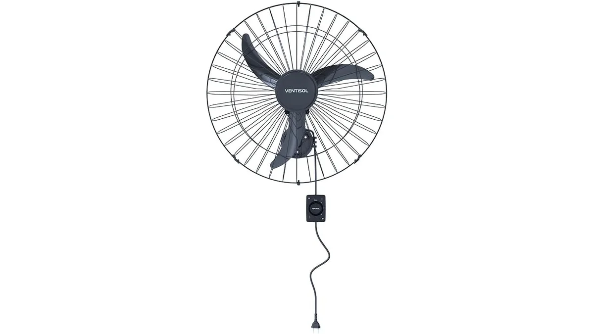 Fotografia do artigo Ventisol Ventilador de Parede Oscilante, 3 Pás Premium, Preto, 60cm, Bivolt em formato paisagem 16 por 9 para comparação